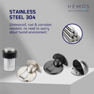 HEMOS PARTS SUS 304 MAGNET DOOR STOPPER HIDDEN FLOOR MOUNT DOOR CATCH FREE PUNCHING DOOR HM-5907-MS