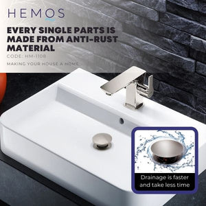 HEMOS BATHROOM FAUCET BRASS UMBRELLA POP UP SPRING PUSH PRESS OVERFLOW BASIN WASTE