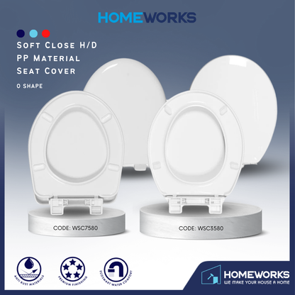 HEAVY DUTY O SHAPE PP MATERIAL SOFT CLOSE SEAT COVER ADJUSTABLE HINGES PENUTUP MANGKUK TANDAS DUDUK