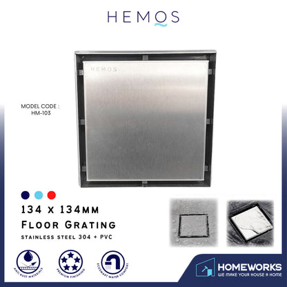 HEMOS INVISIBLE 304 STEEL MOSAIC TILE FLOOR TRAP GRATING HM-103 ANTI-SMELL TRAP