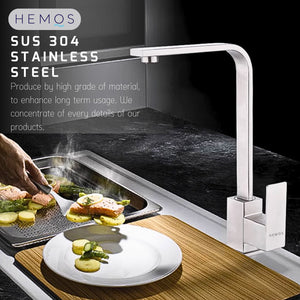 HEMOS KITCHEN FAUCET STAINLESS STEEL SUS 304 PILLAR SINK TAP KEPALA PAIP AIR DAPUR HM-18018-MS