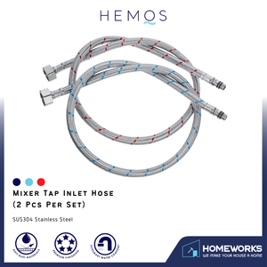 HEMOS PARTS 2PCS 304 STEEL COLD AND HOT MIXER TAP FLEXIBLE TUBE HOSE ONLY