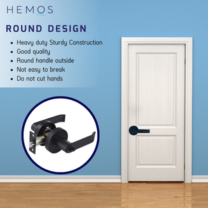HEMOS 60-70MM TUBULAR LEVEL HANDLE DOOR LOCK KUNCI TOMBOL PINTU RUMAH SILVER BLACK HM-5203,5208