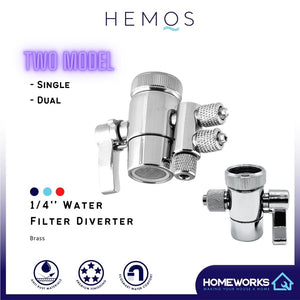 1/4'' BRASS C/P DIVERTER FILTER ADAPTOR VALVE KEPALA AIR SINK DAPUR SINGLE DUAL
