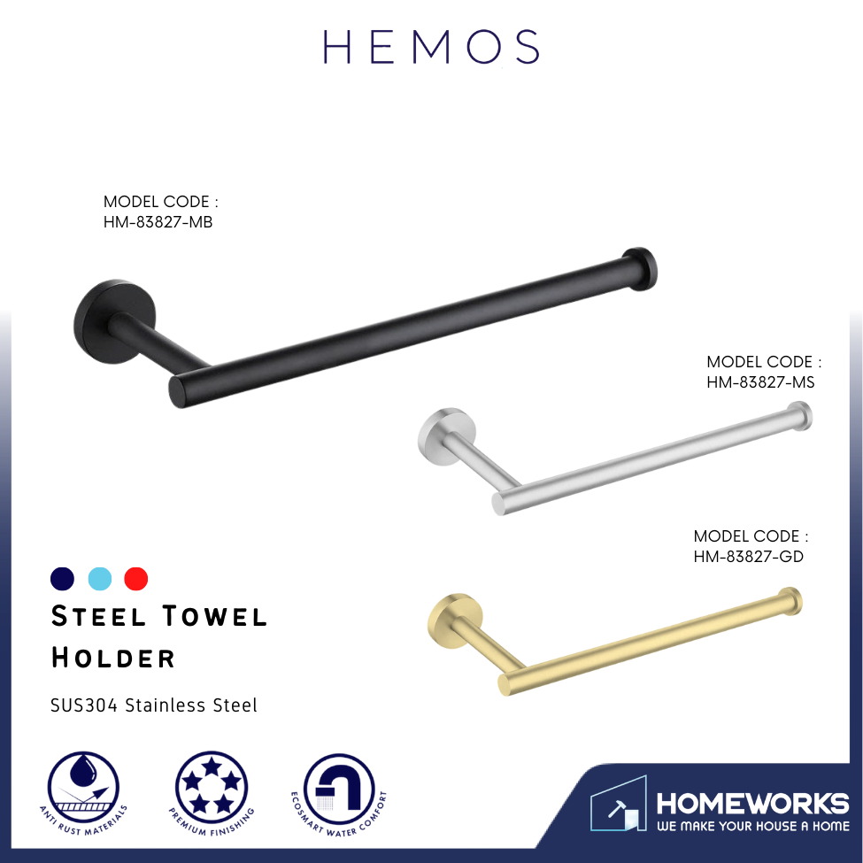 HEMOS SUS 304 STAINLESS STEEL TOWEL HOLDER WALL MOUNTED PAPER HOLDER HMBF-83827