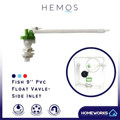FISH 9'' PVC FLOAT VALVE-SIDE INLET PELAMPUNG TANGKI TANDAS SALUR BAWAH