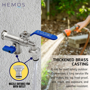 HEMOS BATHROOM FAUCET 1/2'' BRASS C/P 2 WAY BIB TAP VALVE UNION TAP PAIP AIR MESIN BASUH HM-412