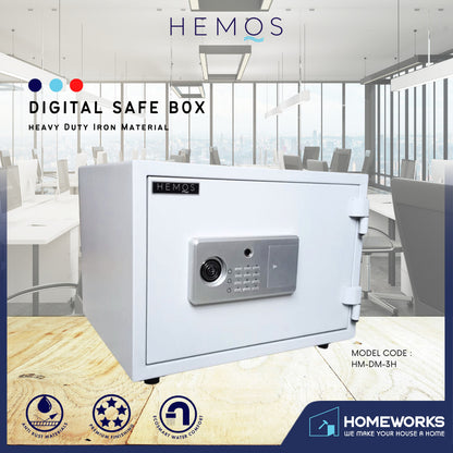 HEMOS ALARM IRON FIRE-PROOF ANTI-THEFT FINGERPRINT DIGITAL SECURITY SAFETY LARGE DOOR BOX HM-DM-3H