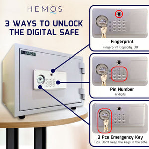 HEMOS ALARM IRON FIRE-PROOF ANTI-THEFT FINGERPRINT DIGITAL SECURITY SAFETY LARGE DOOR BOX HM-DM-3H
