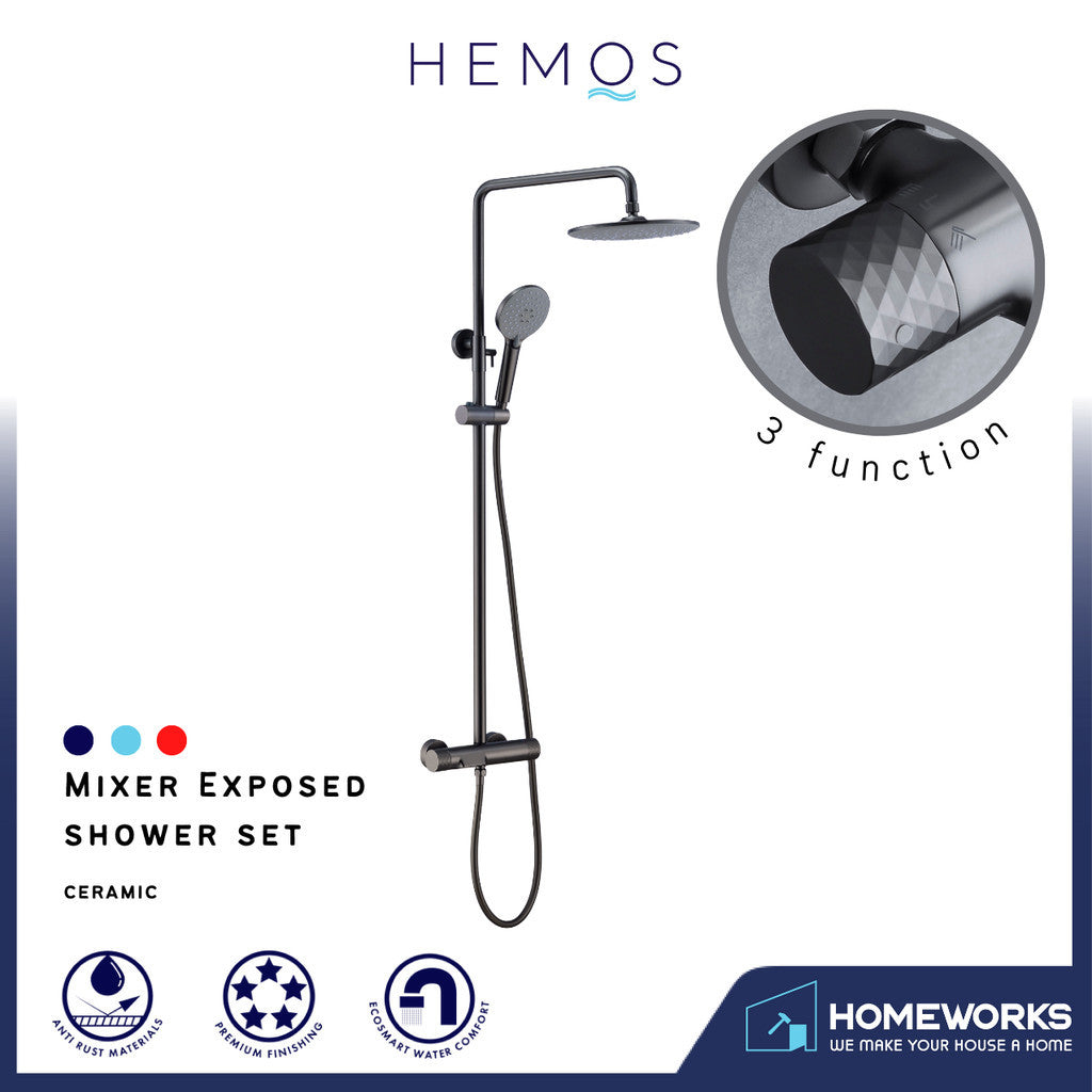 HEMOS BATHROOM FAUCET 3 MODE BRASS MIXER RAIN SHOWER SETS SET MANDIAN HM-19068-MG