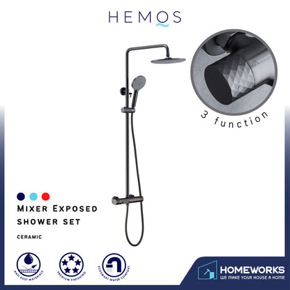 HEMOS BATHROOM FAUCET 3 MODE BRASS MIXER RAIN SHOWER SETS SET MANDIAN HM-19068-MG