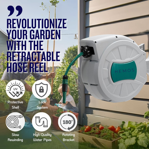 HEMOS 15/20/30M AUTOMATIC RETRACTABLE GARDEN SPRAYER HOSE REEL HOS AIR KEKILI (INCLUDE PVC HOSE)