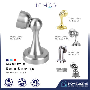 HEMOS PARTS SUS 304 SPRING SOFT CATCH HEAVY DUTY MAGNET DOOR STOPPER BOTH WALL & FLOOR MOUNT