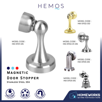 HEMOS PARTS SUS 304 SPRING SOFT CATCH HEAVY DUTY MAGNET DOOR STOPPER BOTH WALL & FLOOR MOUNT