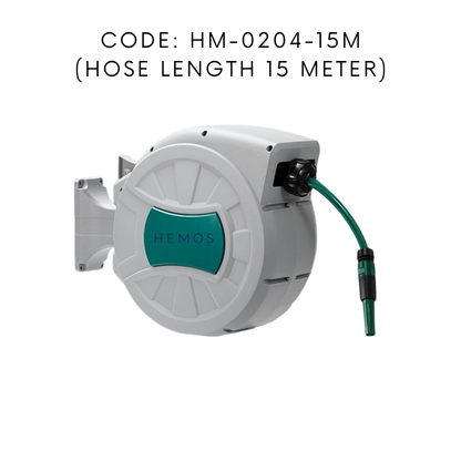 HEMOS 15/20/30M AUTOMATIC RETRACTABLE GARDEN SPRAYER HOSE REEL HOS AIR KEKILI (INCLUDE PVC HOSE)