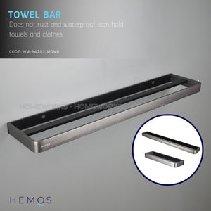 HEMOS BATHROOM FITTING ALUMINIUM ACCESSORIES TOWEL RACK HOLDER GREY BLACK RAK BILIK MANDI 84SERIES