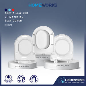 HEAVY DUTY UF/PP MATERIAL D SHAPE SOFT CLOSE SEAT COVER ADJUSTABLE HINGES PENUTUP MANGKUK DUDUK