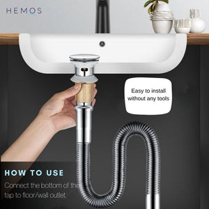 HEMOS BATHROMM PARTS 32 X 50MM BRASS C/P BASIN BOTTOM BOTTLE TRAP (FLEXIBLE) PERENGKAP BOTOL HM-0051