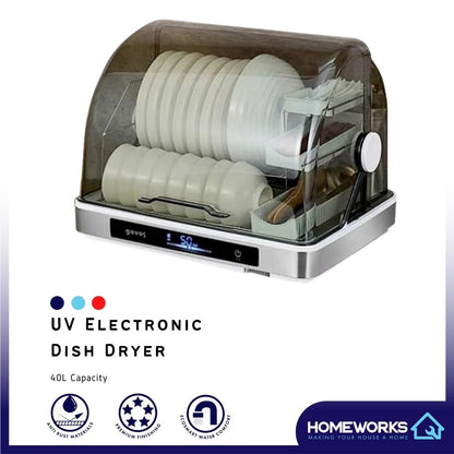 LEVANZO 43L KITCHEN TABLEWARE UV ELECTRONIC DISINFECTANT CABINET DISH DRYER PENGERING PINGGAN KABINET DISFEKATAN WT-68A