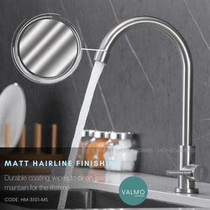 KITCHEN FAUCET STAINLESS STEEL PILLAR WALL MOUNTED SINK TAP KEPALA PAIP AIR DAPUR 31SERIES