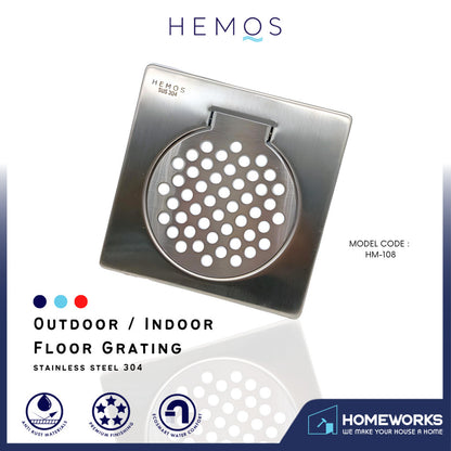HEMOS 6 x 6 150MM 304 STEEL FLOOR TRAP GRATING HM - 108