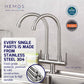 KITCHEN FAUCET TWO SPOUT STAINLESS STEEL 304 TWINS PILLAR SINK TAP HM 3308
