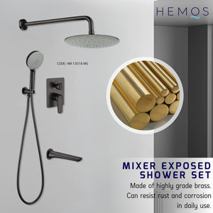 HEMOS BATHROOM BRASS 3 MODE CONCEALED MIXER SHOWER SETS MATT BLACK & GREY MANDIAN HM-13018-MB,MG