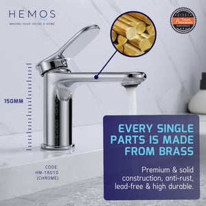 HEMOS BATHROOM FAUCET BRASS MATT BLACK PILLAR BASIN TAP HM-18009