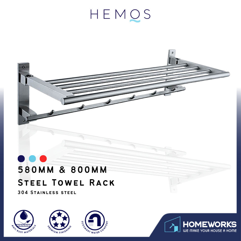 HEMOS BATHROOM FAUCET STEEL SUS304 SHELF TOWEL CLOTHES RACK HMBF81809,81819