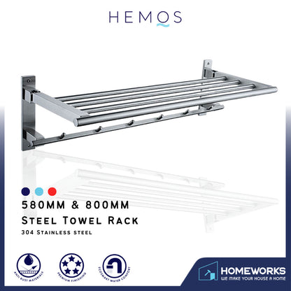 HEMOS BATHROOM FAUCET STEEL SUS304 SHELF TOWEL CLOTHES RACK HMBF81809,81819