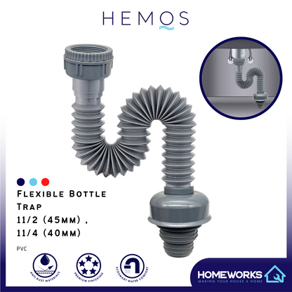 1 1/4'' & 1 1/2'' PVC FLEXIBLE OUTLET BATHROOM BASIN & KITCHEN SINK BOTTLE TRAP FLESIBLE PAIP SINKI