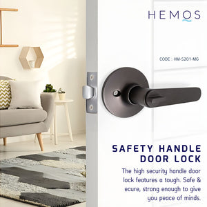 HEMOS 60-70MM TUBULAR LEVEL DOOR LOCK KUNCI TOMBOL PINTU RUMAH SILVER BLACK GREY HM-5201