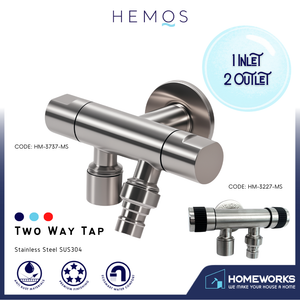 HEMOS BATHROOM FAUCET STAINLESS STEEL SUS 304 2 IN 1 TWO WAY TAP HM-3227,3727,3737-MS