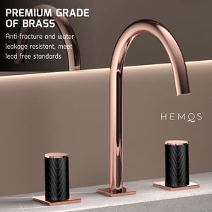 HEMOS BATHROOM FAUCET BRASS 3 HOLE MIXER CONCEALED PILLAR HOT & COLD DOUBLE HANDLE HM-19085-MG,MBRG
