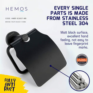 HEMOS BATHROOM FAUCET STAINLESS STEEL SUS 304 PAPER HOLDER HM-83807 (MATE BLACK,SILVER)
