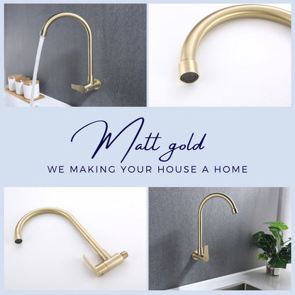 HEMOS KITCHEN FAUCET STAINLESS STEEL SUS 304 WALL SINK TAP HM-3202 (GUNMETALGRAY, GOLD, SILVER)