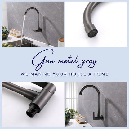 HEMOS KITCHEN FAUCET STAINLESS STEEL SUS 304 WALL SINK TAP HM-3202 (GUNMETALGRAY, GOLD, SILVER)