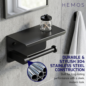 HEMOS BATHROOM FITTING SUS 304 TOILET PAPER ROLL PHONE HOLDER (ROUND) HM-89817-MS,MB,MG