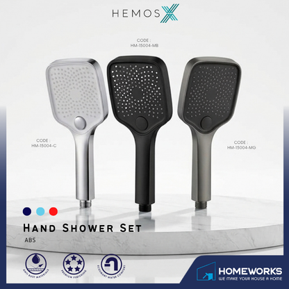 HEMOS BATHROOM FAUCET ABS 150CM SHOWER PIPE AND SQUARE HAND SHOWER HM-15004-MG,MB,C