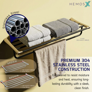 HEMOS BATHROOM FITTING SUS304 ACCESSORIES TOWEL RACK PAPER HOLDER MATT BLACK+GOLD 86SERIES
