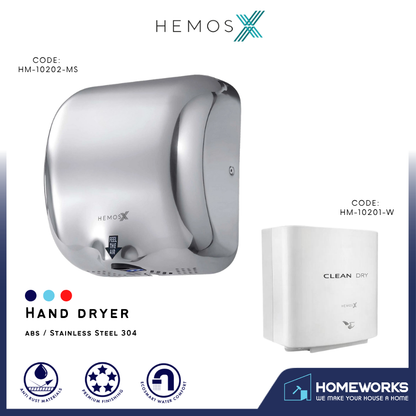 HEMOS ABS / SUS304 AUTOMATIC SENSOR HAND DRYER TOUCH-FREE HM-10201,10202
