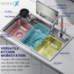 HEMOS SUS304 STEEL 5.0MM THICKNESS GRAIN EMBOSSED WORKSTATION KITCHEN SINK SILVER