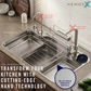 HEMOS SUS304 STEEL 1.0MM THICKNESS GRAIN EMBOSSED WORKSTATION KITCHEN SINK SILVER