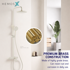 HEMOS BRASS MIXER BASIN TAP MIXER EXPOSED BATH SHOWER WITH TAP 3 MODE SHOWER SET HM-19139-CW