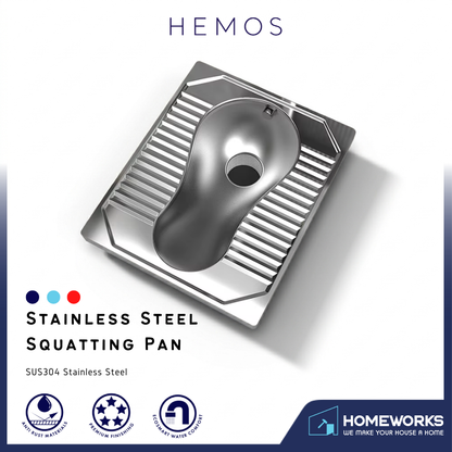 HEMOS SUS304 STEEL PUBLIC TOILET SQUATTING PAN HM-202-MS