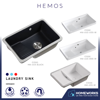 HEMOS BATHROOM CERAMIC LAUNDRY SINK HM-654,655,665