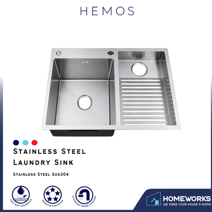 HEMOS SUS304 STEEL LAUNDRY SINK MATT SILVER HM-L6048,L8048