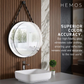 HEMOS 600/800/1000MM ALUMINIUM WALL HANGING WITH LEATHER STRAP LED ROUND MIRROR HM-YKH06,08,10