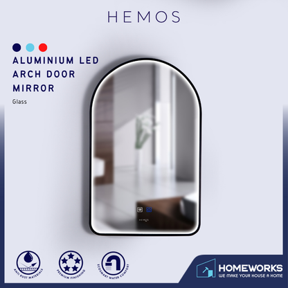 HEMOS BATHROOM MIRROR 800/1000MM ALUMINIUM LED ARCH DOOR MIRROR HM-YKA8050,10060