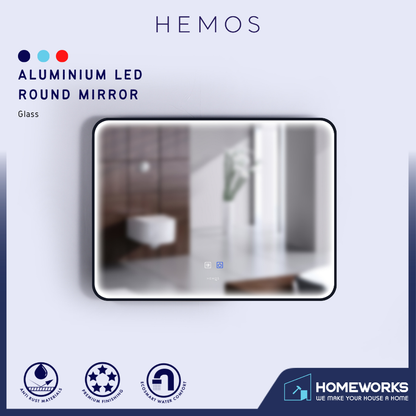 HEMOS BATHROOM MIRROR 800/1000/1200MM ALUMINIUM LED SQUARE MIRROR HM-YKC8060,10075,12075